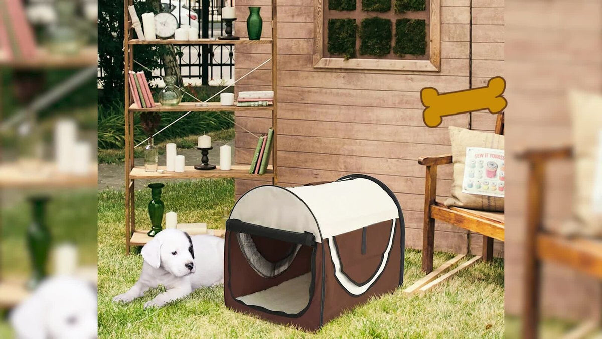 Pawhut Folding Fabric Soft Pet Crate Dog Cat Travel Carrier Cage