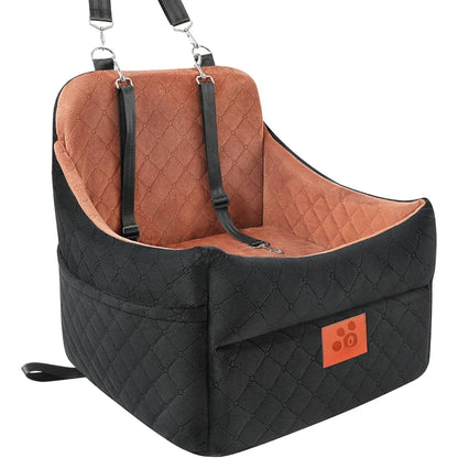 Seat for Small/Medium Dogs, Booster Seats with Thick Cushion for Dogs under 35Lbs, Detachable Washable Pet Seat with Storage Pockets, 2 Safety Belts(Black/Red)