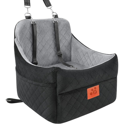 Seat for Small/Medium Dogs, Booster Seats with Thick Cushion for Dogs under 35Lbs, Detachable Washable Pet Seat with Storage Pockets, 2 Safety Belts(Black/Red)