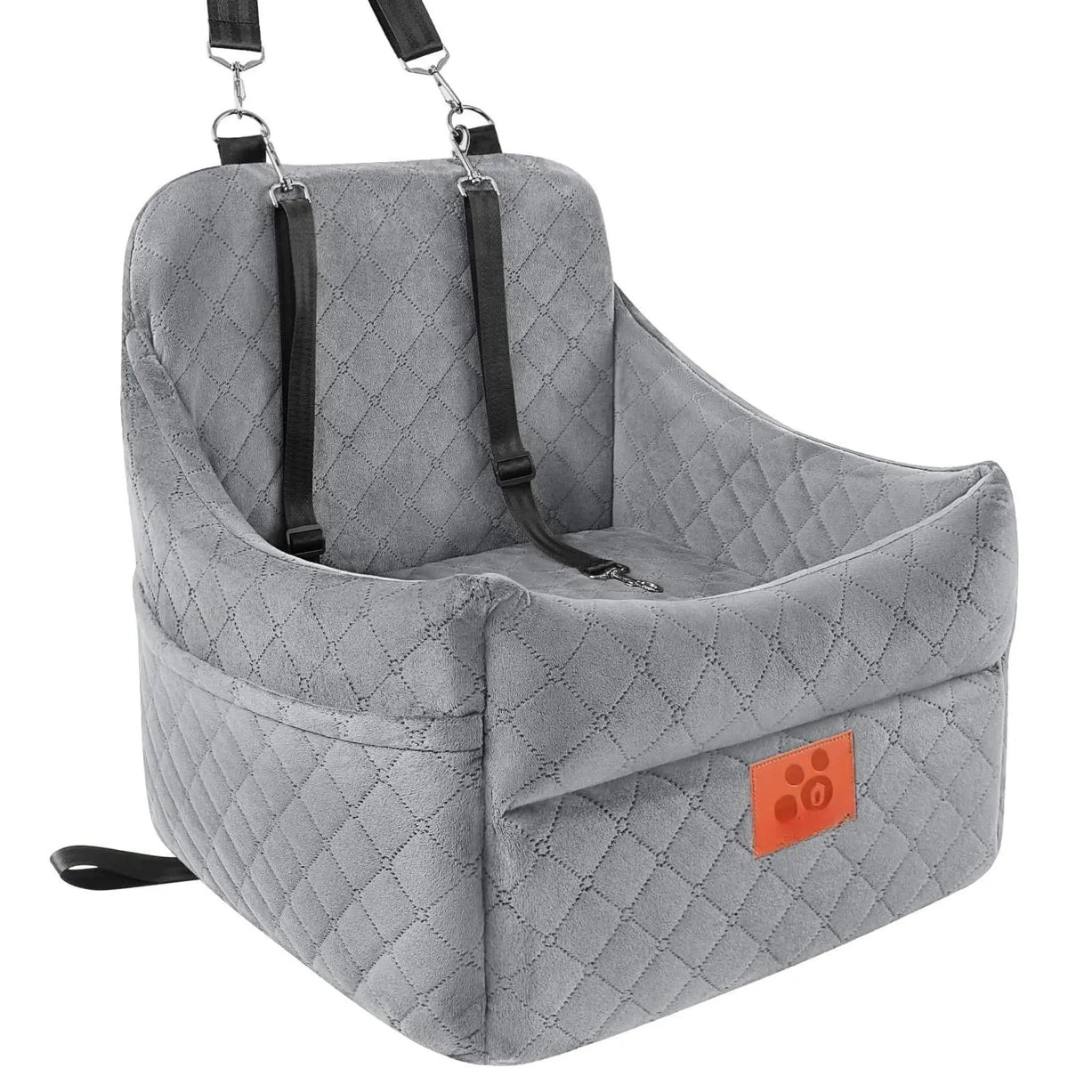 Seat for Small/Medium Dogs, Booster Seats with Thick Cushion for Dogs under 35Lbs, Detachable Washable Pet Seat with Storage Pockets, 2 Safety Belts(Black/Red)