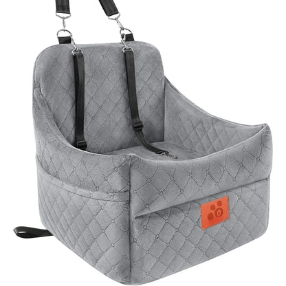 Seat for Small/Medium Dogs, Booster Seats with Thick Cushion for Dogs under 35Lbs, Detachable Washable Pet Seat with Storage Pockets, 2 Safety Belts(Black/Red)