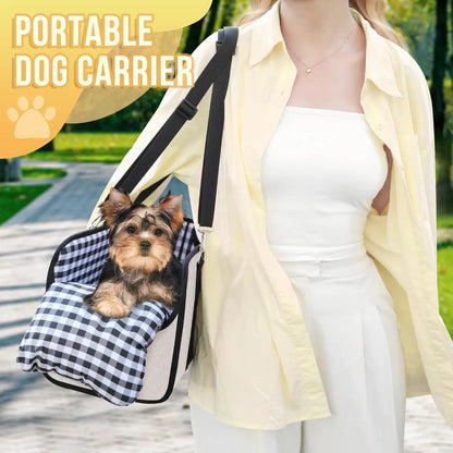 Tailsup Console Dog Car Seat for Small Dogs (Up to 11 Lbs) - Portable Console Fit Booster Seat with Pumpkin Design, Sponge Soft Cushion, Anti-Collapse Plastic Frame, Built-In Safety Leash, 2 Cozy Bed Modes, Enhanced Visibility