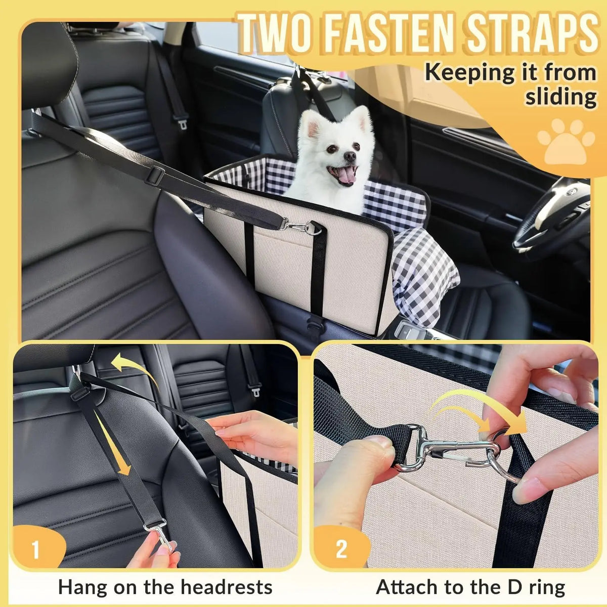 Tailsup Console Dog Car Seat for Small Dogs (Up to 11 Lbs) - Portable Console Fit Booster Seat with Pumpkin Design, Sponge Soft Cushion, Anti-Collapse Plastic Frame, Built-In Safety Leash, 2 Cozy Bed Modes, Enhanced Visibility